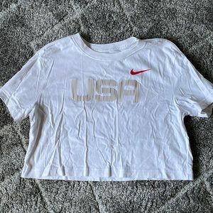 White Nike Cropped Tee